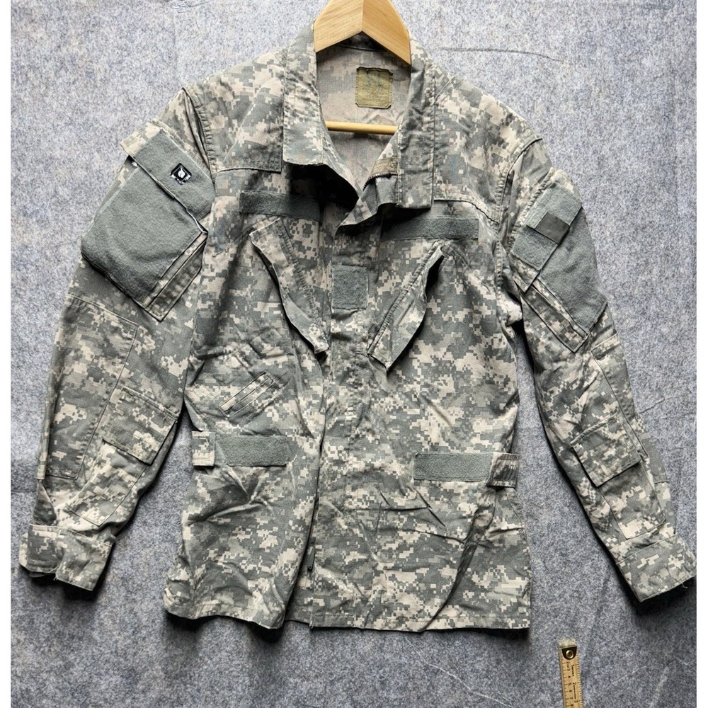 US Army Camouflage Combat Uniform Zip Up Shirt - MEDIUM Long - Digital Camo